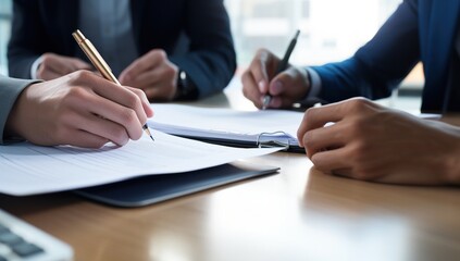 Businessmen signing a contract