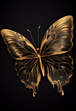 Golden butterfly. AI Generated