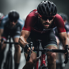 Close up group of cyclists with professional racing on a road. - obrazy, fototapety, plakaty