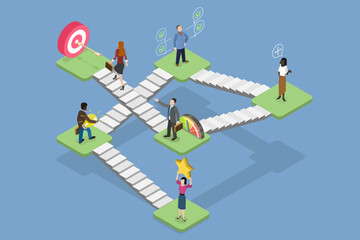 3D Isometric Flat Vector Illustration of Competence, Idea of Experience, Knowledge, Skills, Hehavior, Performance and Goals