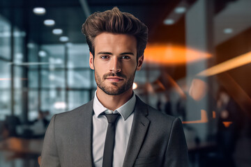 Fototapeta premium Man in a classic suit representing a businessman. A stock photo capturing professionalism and sophistication in formal business attire