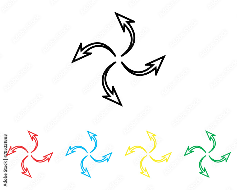 Poster four directions icon vector. four side arrow icon sign symbol in trendy flat style. set elements in 