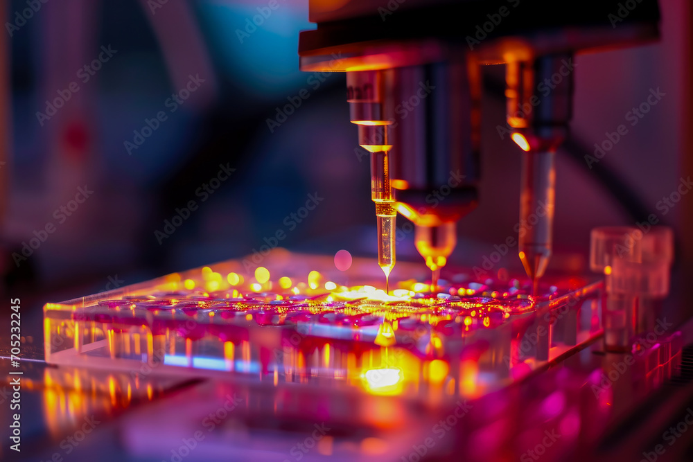 Poster pcr machine amplifying a specific dna fragment
