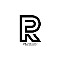 Line art letter Pr or Rp initial geometric creative unique monogram logo design