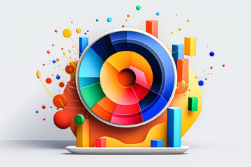 Fototapeta premium Monitor displaying a graph of sales growth and decline. A stock photo illustrating the dynamics and analysis of business performance.
