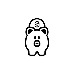 piggy bank icon with coin dollar symbol