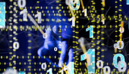 Global network. Blockchain. 3D illustration. Neural networks and artificial intelligence. Abstract  - neural network exposure digital