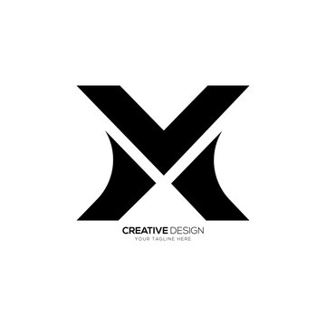 Letter v m x initial unique shape modern abstract monogram letter mark logo
