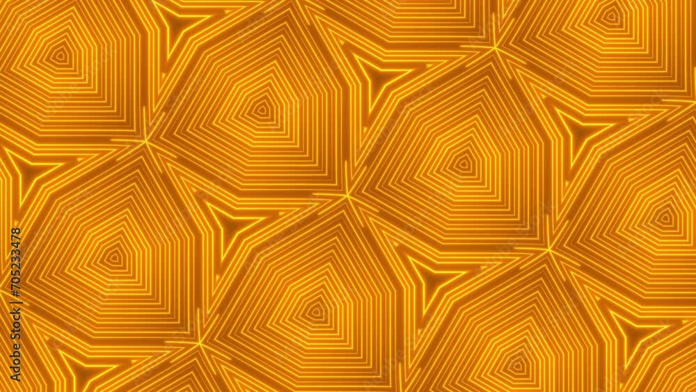 Poster abstract background with orange neon lines. abstract stripes kaleidoscope loop. fast psychedelic col