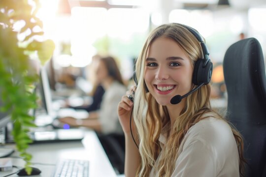 Happy customer support agent using helpdesk software and answering tickets