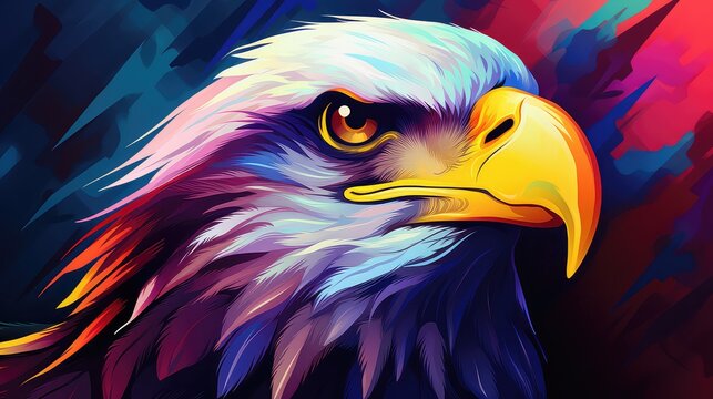 Eagle head vector illustration. Colorful background.