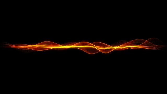 Abstract orange swirly lines. Futuristic technology, digital background. Colorful glowing neon light on black background. Abstract background. Digital equalizer, wave technology. 3d render