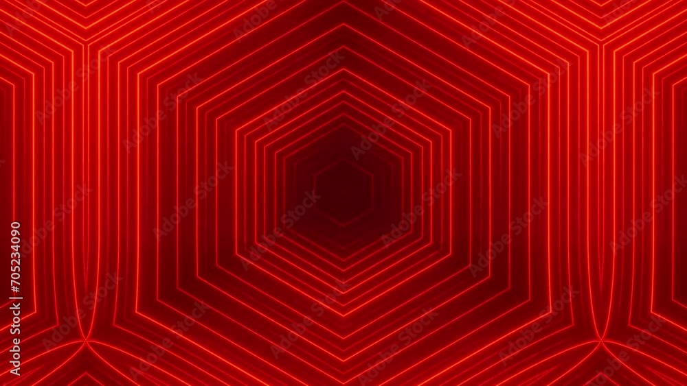 Poster abstract background with red neon lines. abstract stripes kaleidoscope loop. fast psychedelic colorf