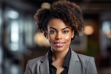 Business portrait of an African descent girl in a business suit. A stock photo capturing confidence and cultural diversity. - Powered by Adobe