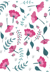 Valentine pink floral seamless pattern