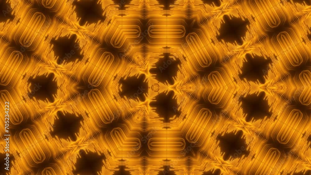 Poster abstract background with orange neon lines. abstract stripes kaleidoscope loop. fast psychedelic col