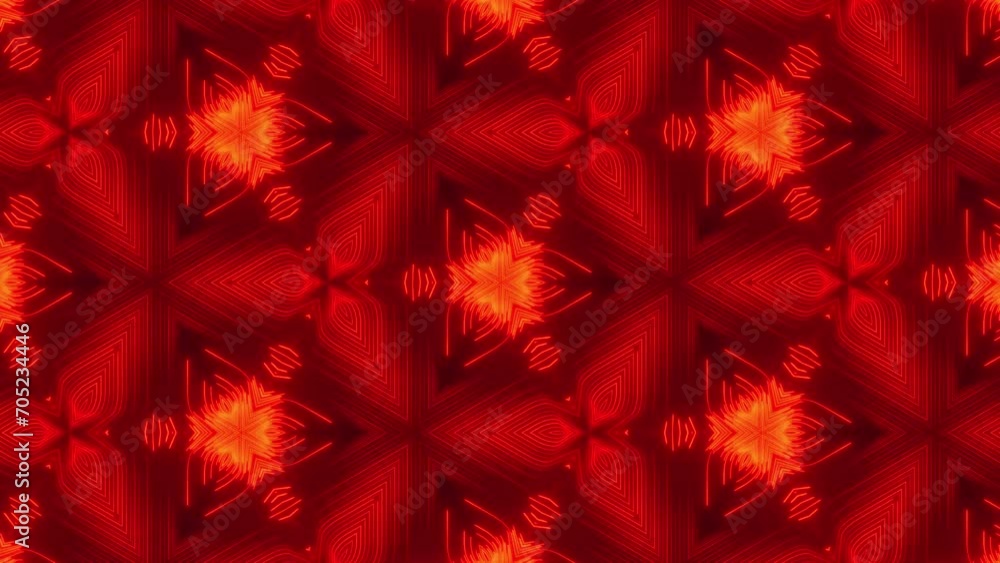 Poster abstract background with red neon lines. abstract stripes kaleidoscope loop. fast psychedelic colorf