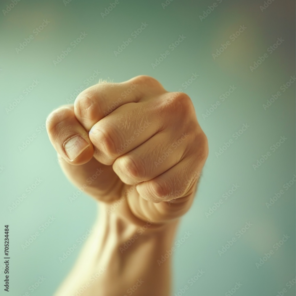 Wall mural A close up of a fist with the thumb and index finger extended, AI