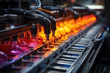 Injection molding: Colorful plastics flow in automated industrial factory., generative IA - obrazy, fototapety, plakaty
