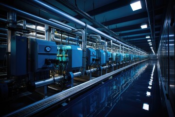 Industrial plant purifies water for public consumption., generative IA