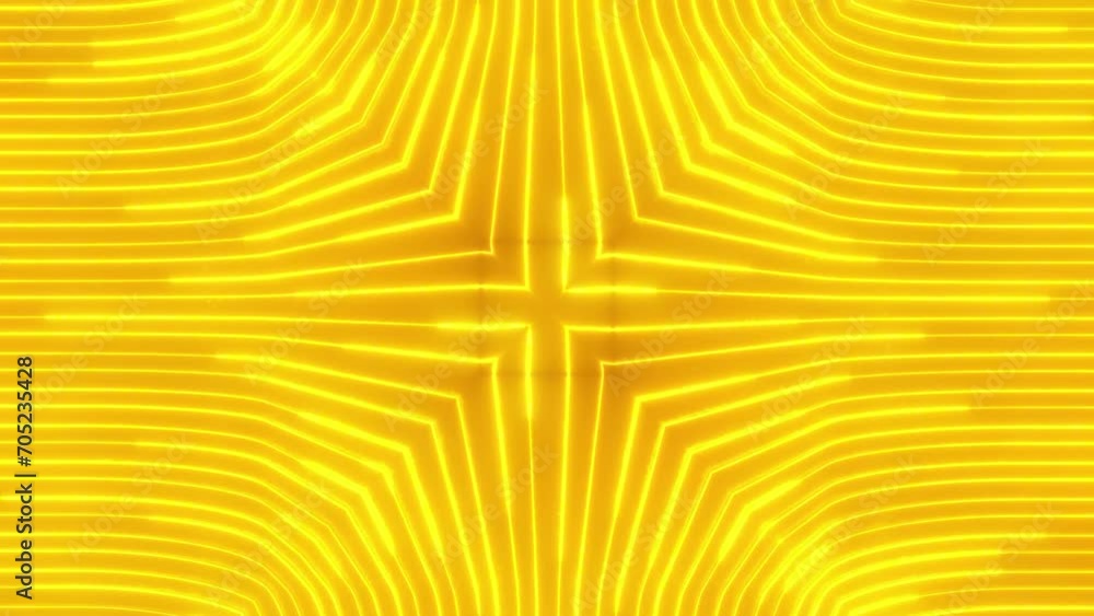 Poster abstract background with orange neon lines. abstract stripes kaleidoscope loop. fast psychedelic col