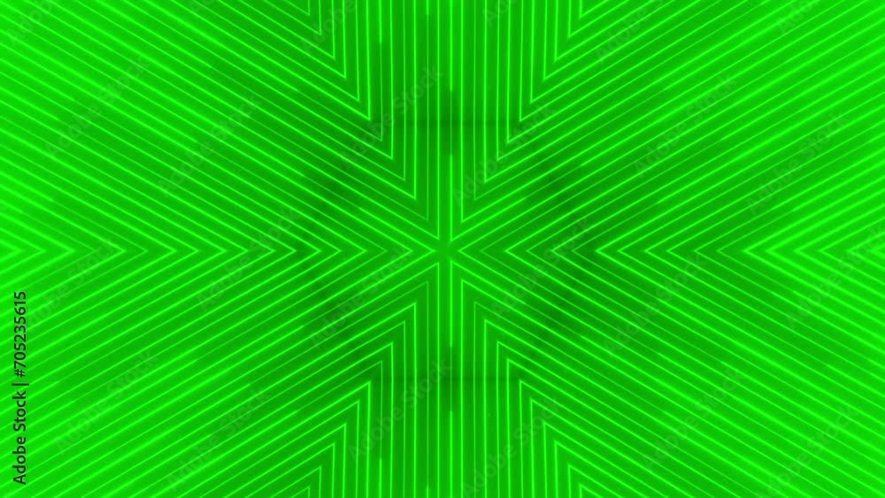 Poster abstract background with green neon lines. abstract stripes kaleidoscope loop. fast psychedelic colo