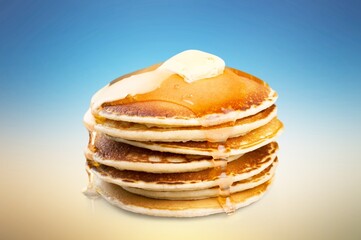 Tasty hot Pancakes stack with soft melting butter .