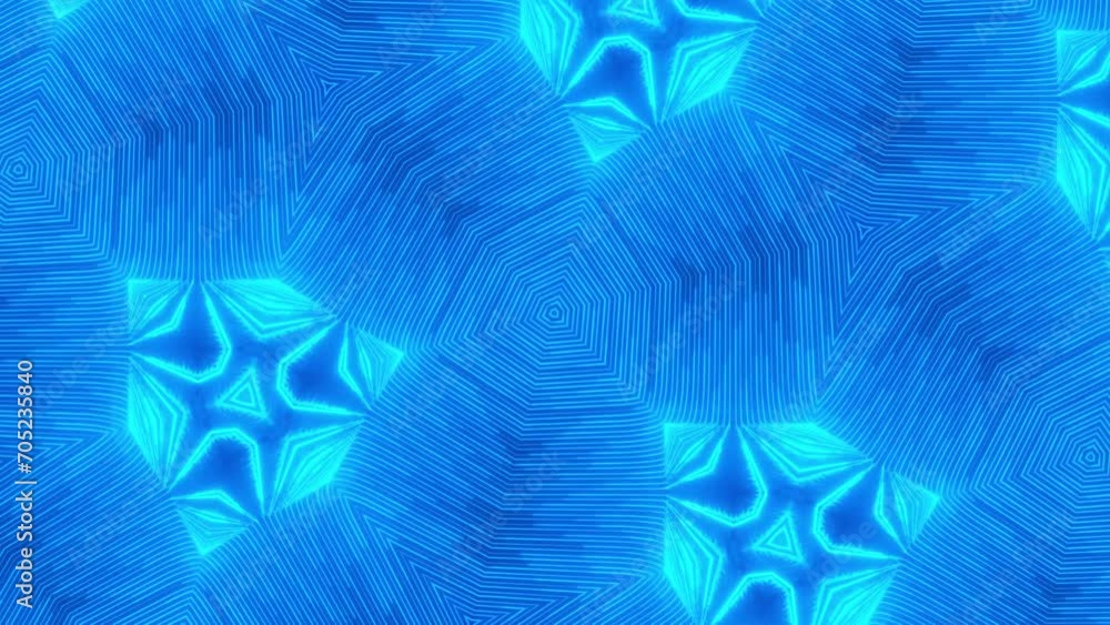Poster abstract background with blue neon lines. abstract stripes kaleidoscope loop. fast psychedelic color