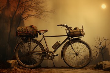 Obraz premium weathered bicycle in a post-apocalyptic landscape