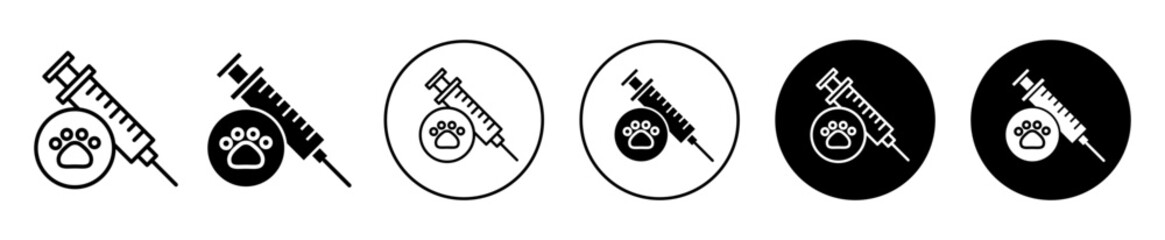 animal injection vector icon set collection. animal injection Outline flat Icon.