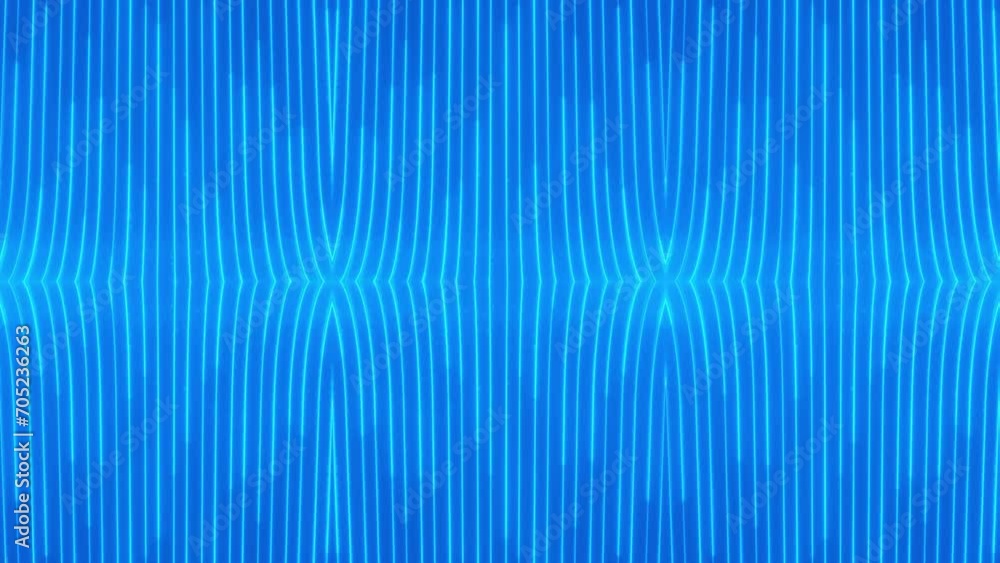 Poster abstract background with blue neon lines. abstract stripes kaleidoscope loop. fast psychedelic color