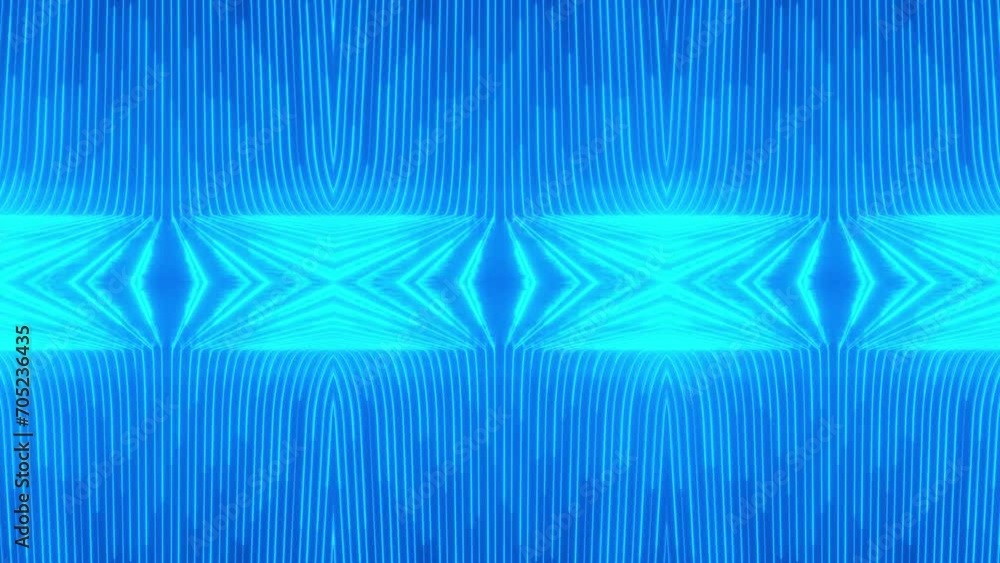 Poster abstract background with blue neon lines. abstract stripes kaleidoscope loop. fast psychedelic color