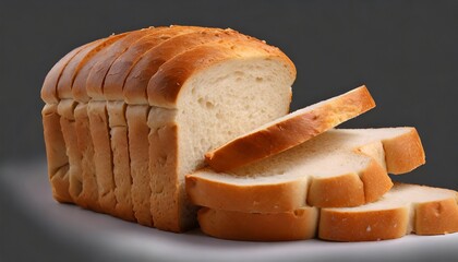 loaf of white bread cut into pieces close up isolated - obrazy, fototapety, plakaty