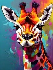 Portrait of colorful giraffe