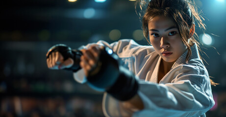 Woman Taekwondo Player, Photo. Portrait.
