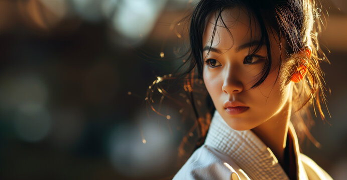 Woman Taekwondo Player, Photo. Portrait. - Powered by Adobe