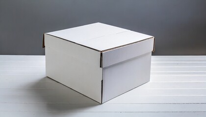 white cardboard box on white background - obrazy, fototapety, plakaty