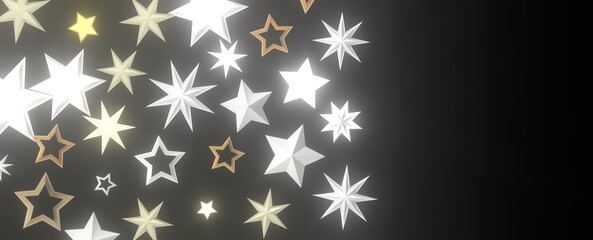 Plummeting Christmas Sparkles: Captivating 3D Illustration of Descending Holiday Star Glitters