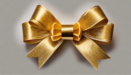 gold gift bow on white created with generative ai technology - obrazy, fototapety, plakaty