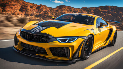 Naklejka premium 3d rendered illustration of Sports Car with elegant and latest features for wallpapers and background