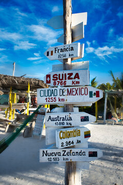 Where to signs on the beachside