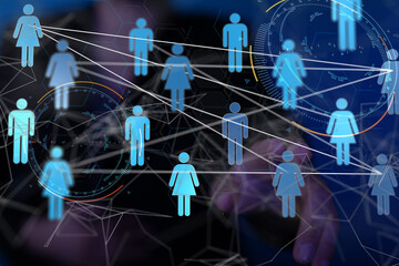 Abstract technology group and data 3d - neural network exposure digital