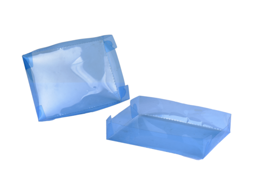 beautiful red gift box with open lid with side view and space for text on white background