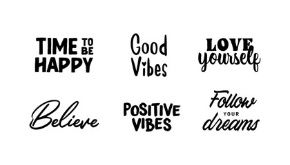 Motivational quotes bundle. Inspiration and good vibes set of typographic designs.