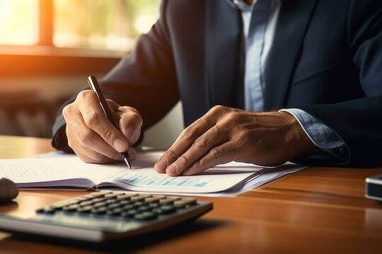 Businessman analyzing financial report