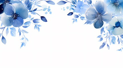 Floral frame with watercolor flowers, decorative flower background pattern, watercolor floral border background