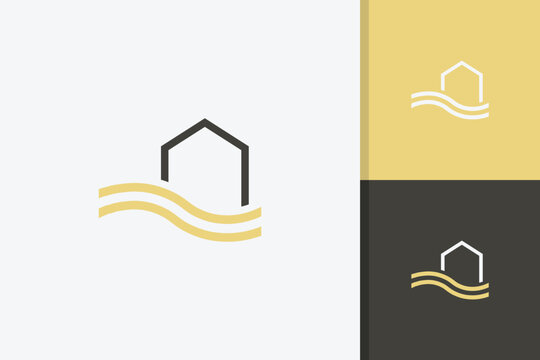 river house logo design illustration vector template