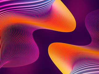 3D Render of an Abstract background. Modern shape of  purple glass and orange background. Digital art for wallpapers, covers or banners.