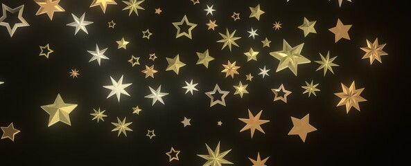 XMAS A gray whirlwind of golden snowflakes and stars. New