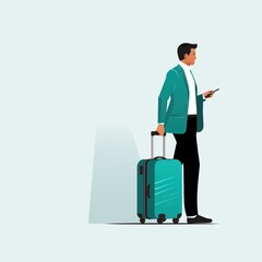 Businessman with luggage walking